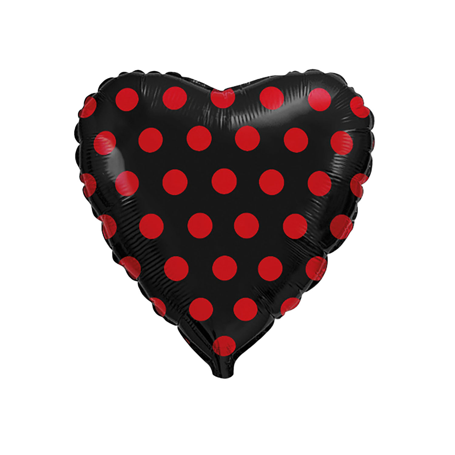 Palloncino cuore nero con pois rossi 18